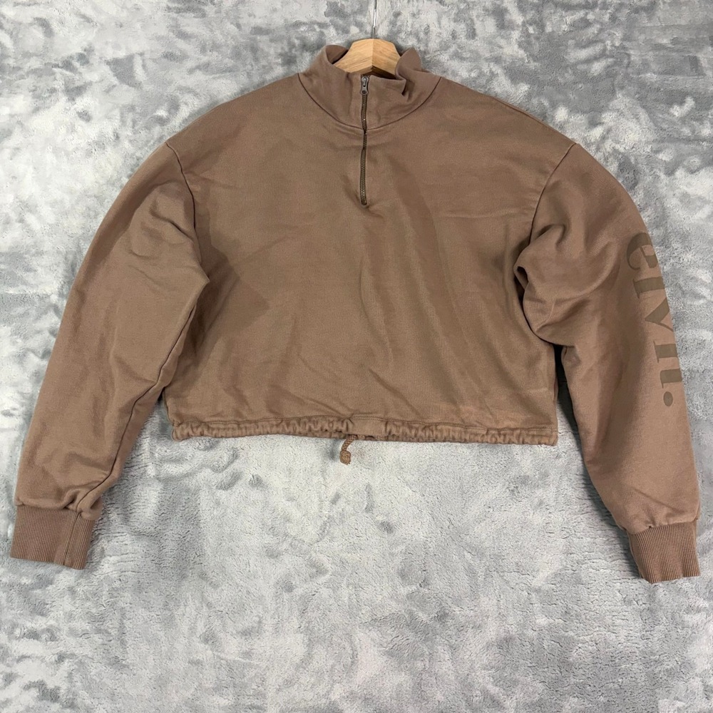 Elite Eleven Women Medium Cropped 1/4 Zip Sweatshirt Gym Workout Athleisure